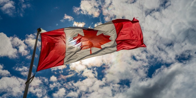 The Canadian flag in Shediac, New Brunswick, Canada.