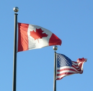 USA and Canadian flags