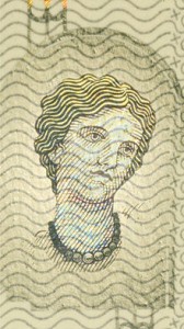 The portrait of Europa on Euro banknotes