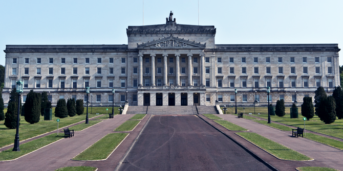 The Stormont Assembly building in Belfast, Northern Ireland