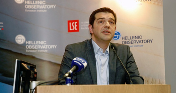 Alexis Tsipras speaking at the LSE in 2013