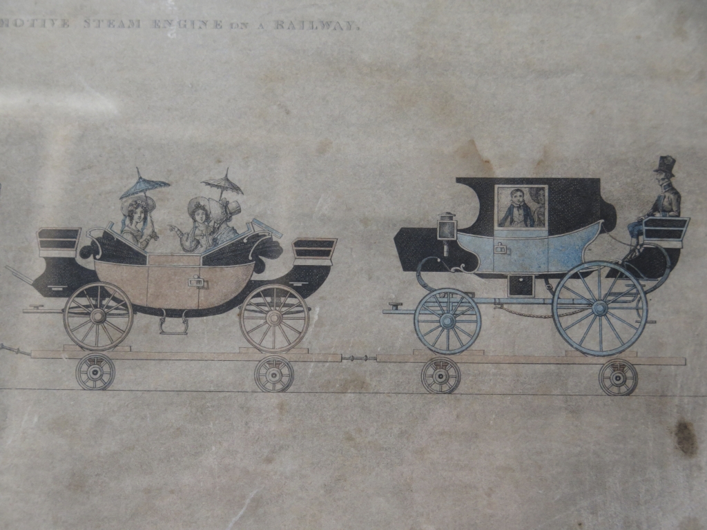 Detail of private carriages travelling by railway
