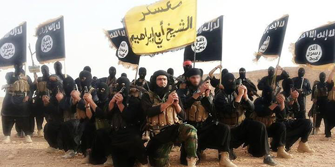 Islamic State fighters in Anbar, Iraq.