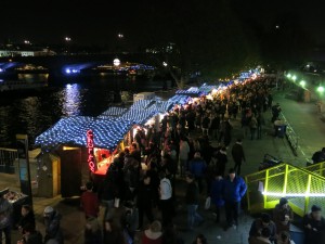 Christmas market on the South Bank, from above