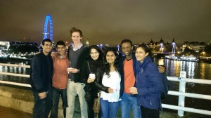 A picture of Mishaal and friends out exploring London at night