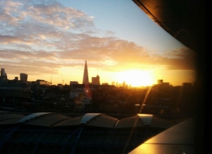 London skyline with sunrise