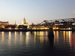 View of Millennium Bridge and St. Paul’s Church from the South Bank