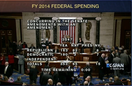 The House passes the omnibus spending bill Credit: C-Span