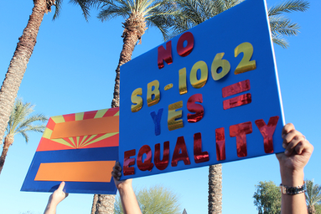 Arizona demonstration for equality to stop SB1062 & HB2153 Credit: azmedia (Creative Commons BY NC SA)
