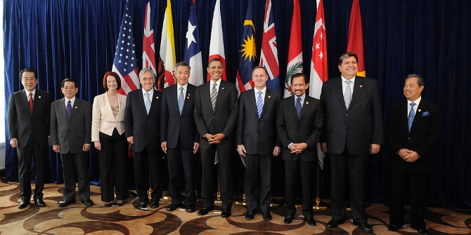 Leaders meet at Trans-Pacific Leaders Strategic Economic Partnership Agreement Summit in November, 2011 Credit: Gobierno de Chile (Flickr, CC-BY-2.0)