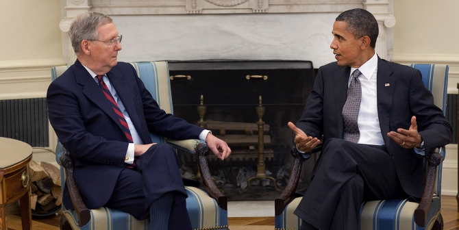President Barack Obama meets with Senate Minority Leader Sen. Mitch McConnell, R-Ky., in the Oval Office, Aug. 4, 2010. (Official White House Photo by Pete Souza) 