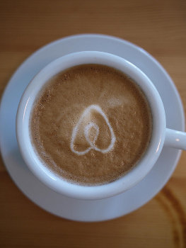Airbnb logo in a latte Credit: Yuko Honda (Flickr, CC-BY-SA-2.0)